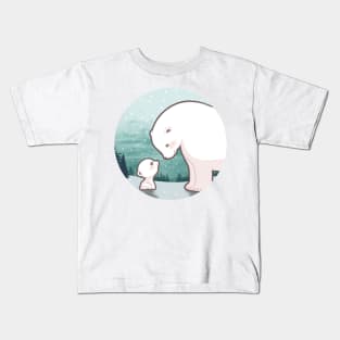 Cute cub polar bear and mum character design with snowflake background. Vector illustration Kids T-Shirt